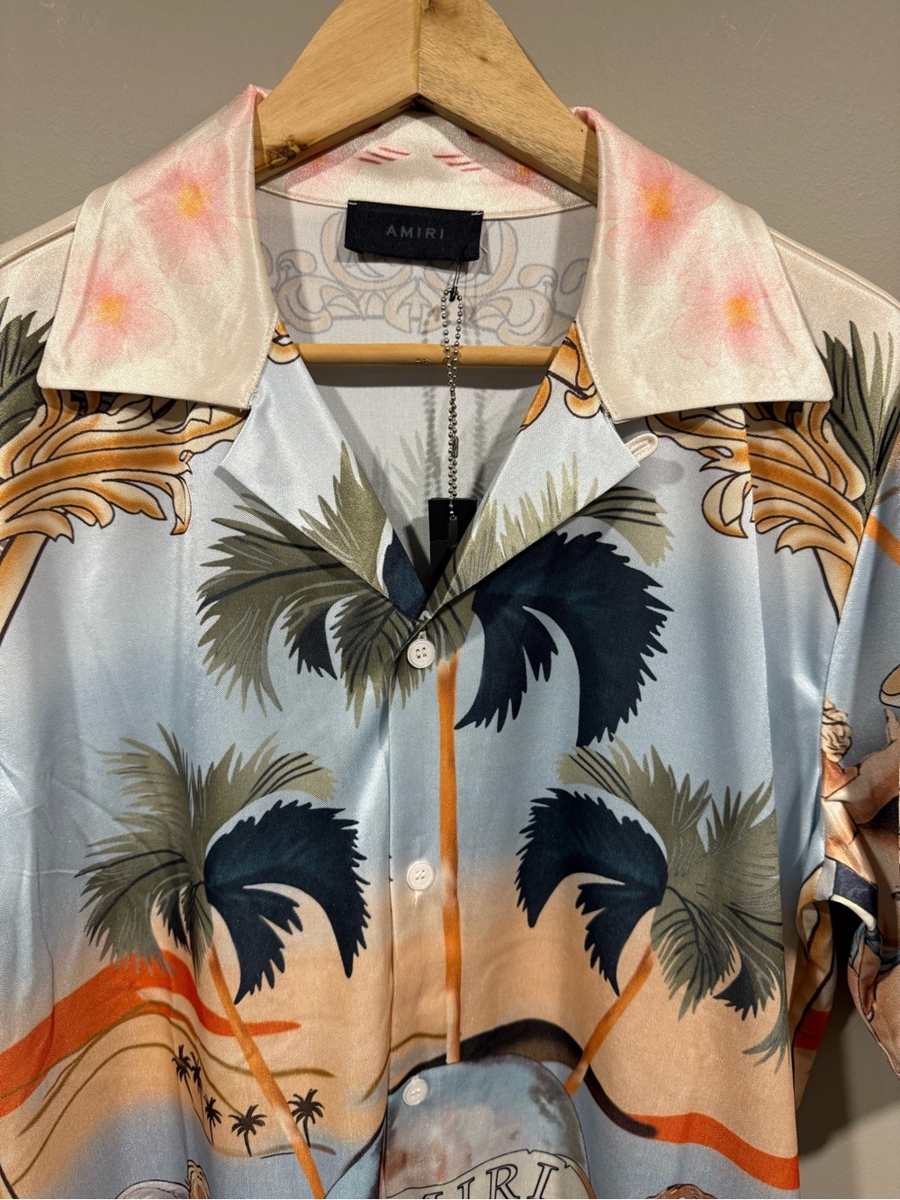 AMIRI Cherub Multicolor Printed Palm-Tree Silk Camp Shirt (Set 1:1 defect) image 2